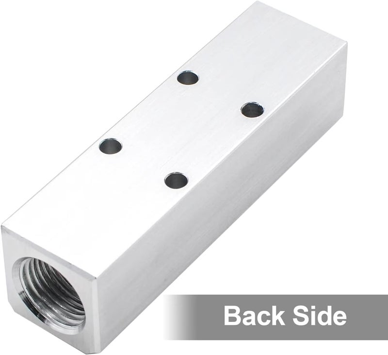 MARSTEK Air Manifold, 3 Way 5 Port Air Compressor Manifold, Aluminum Air Hose Inline Manifold Block Splitter, Pneumatic Manifold Air Distribution Block, NPT 1/2 Inch Supply Port, NPT 1/4 Inch Output Port - Image 3